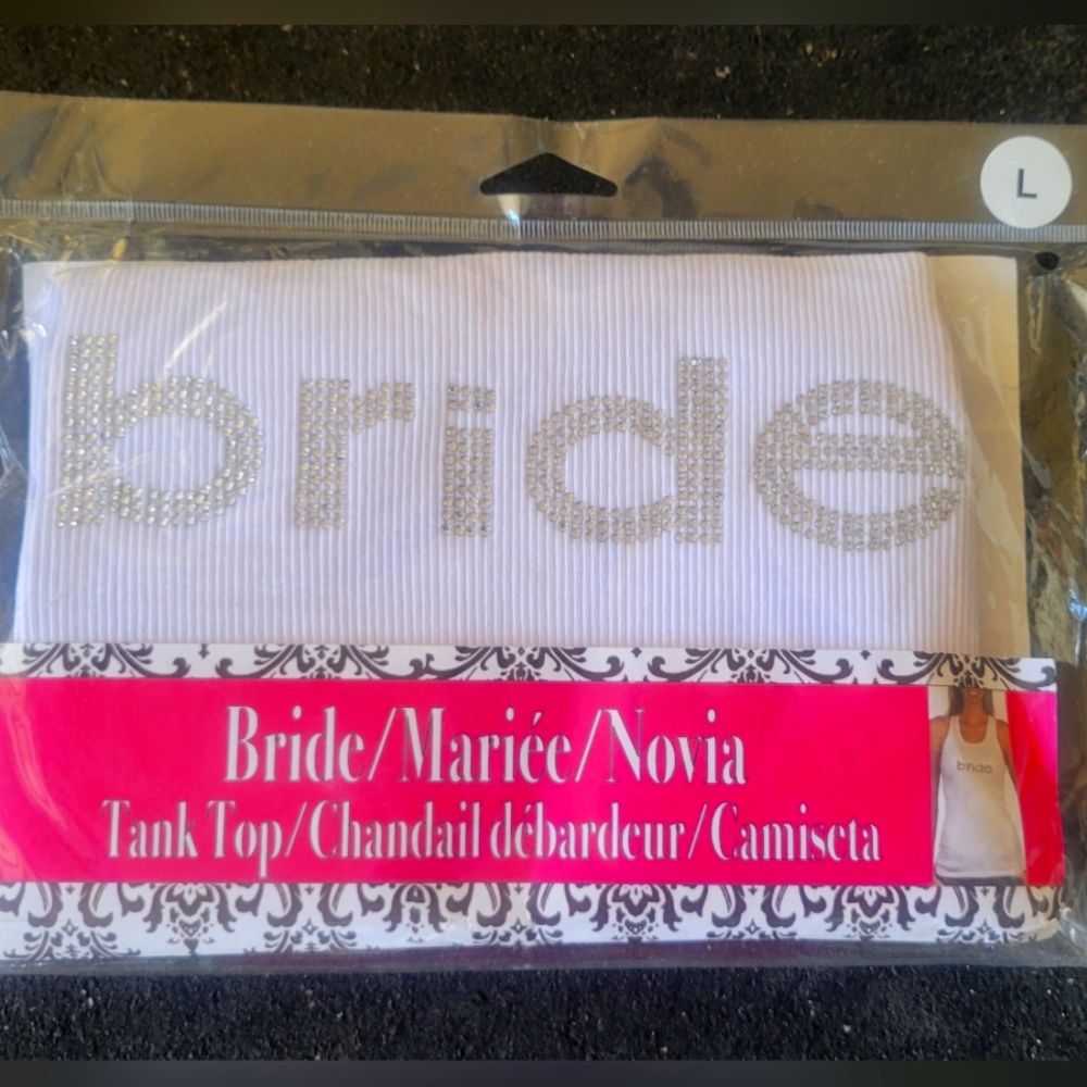 BRIDE white bedazzled tank top